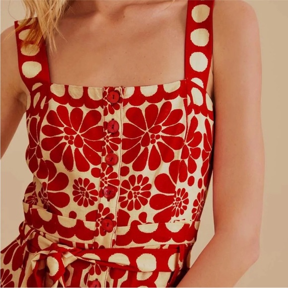 FARM Rio Red and Cream Floral & Polka Dot Short Jumpsuit - Picture 3 of 9